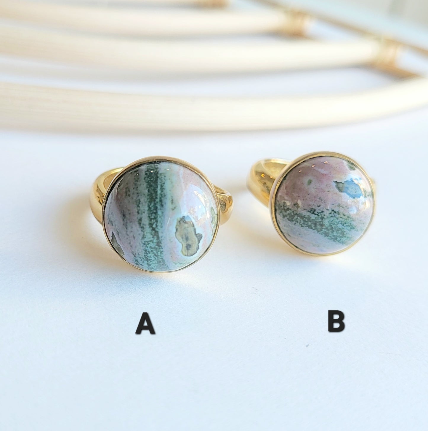 Ocean Jasper Round Ring - Both Metals