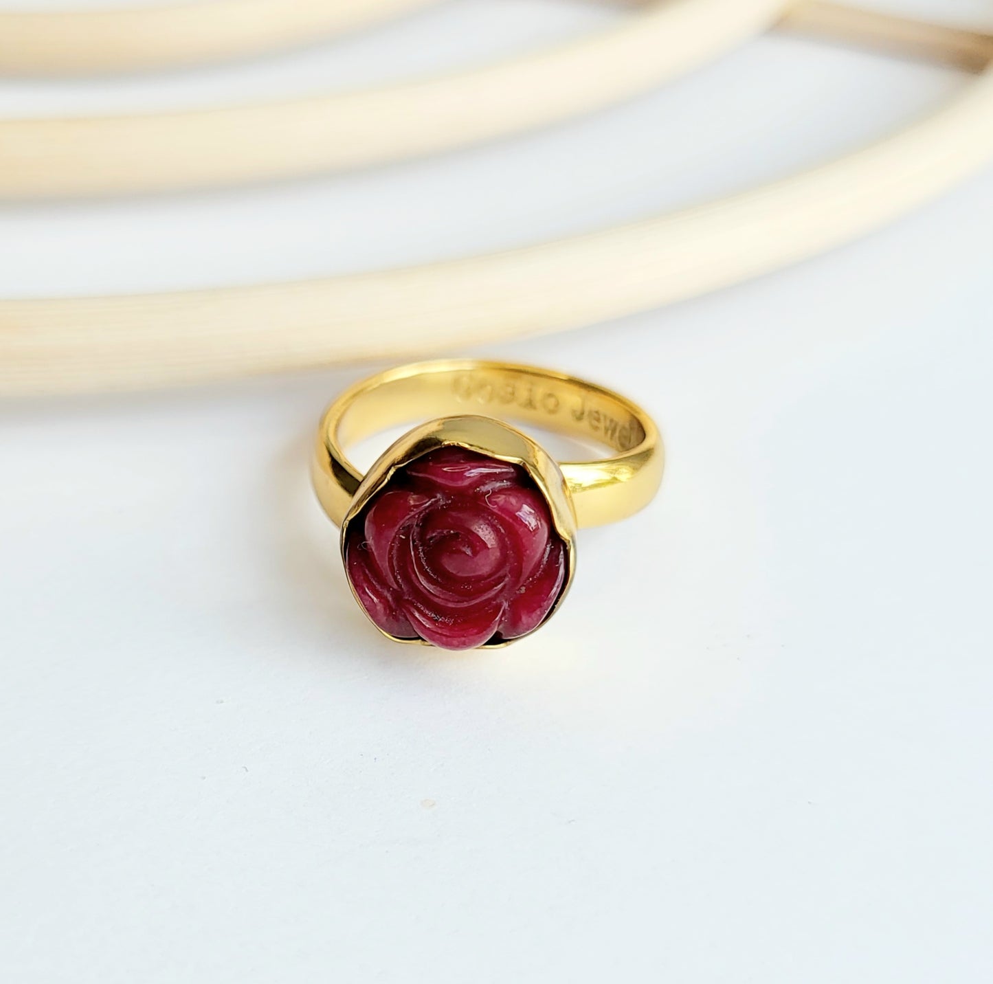 Ruby Quartz Rose Ring - Both Metals