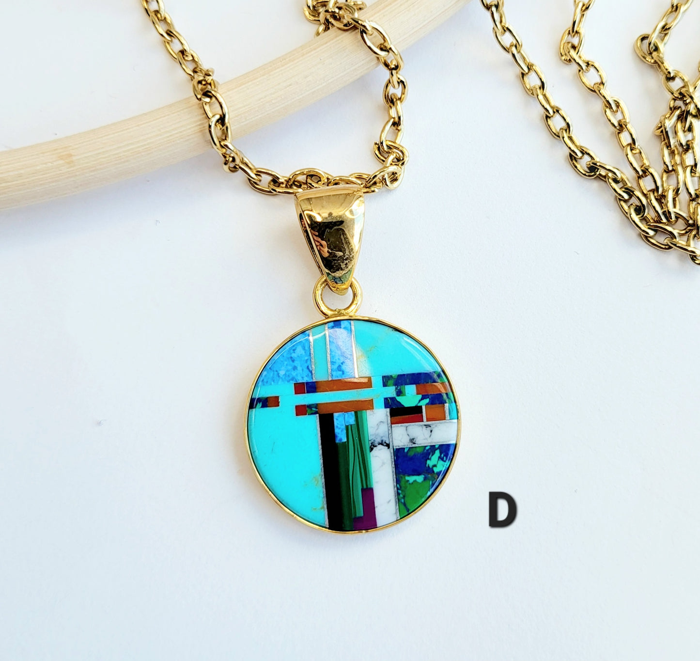 Load image into Gallery viewer, Mosaic Turquoise Pendant- Alchemia
