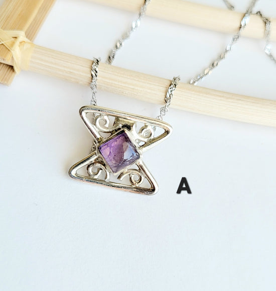 Load image into Gallery viewer, Amethyst Fancy Pendant - Solid Sterling Silver
