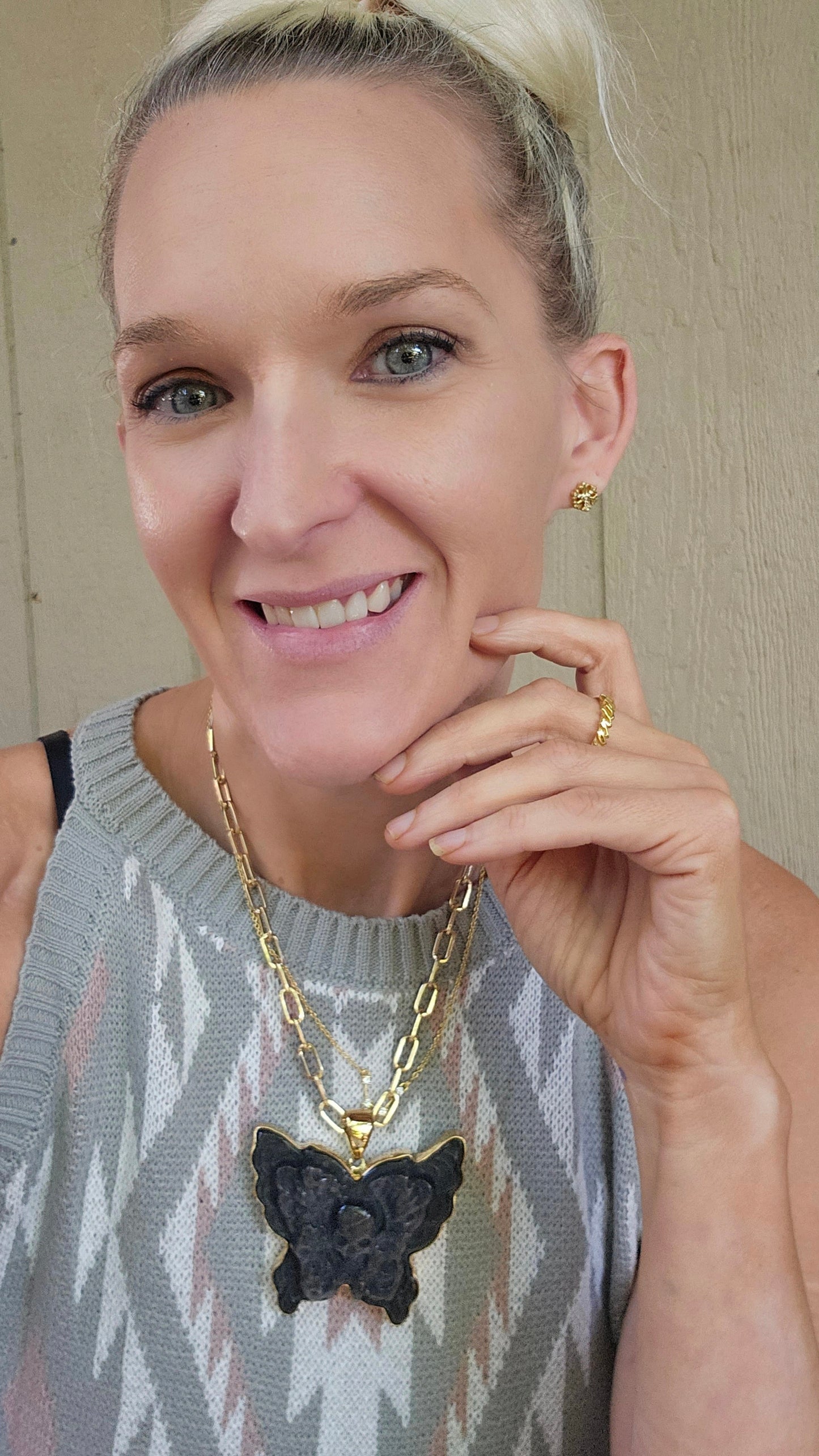 Sheen Obsidian Skull Butterfly Pendant - Alchemia Gold