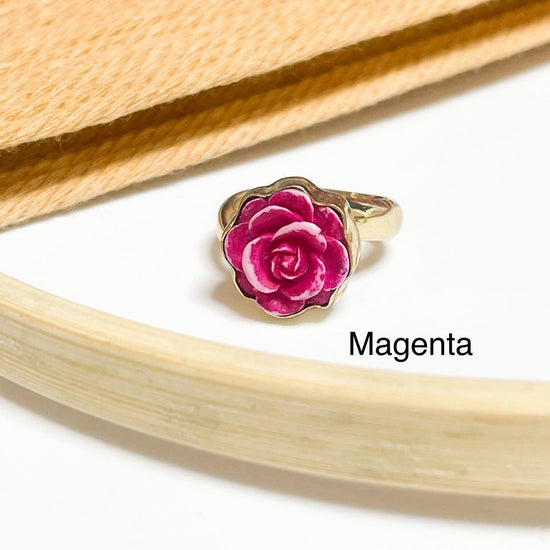 Bright Colorful Resin Flower Rings - Alchemia