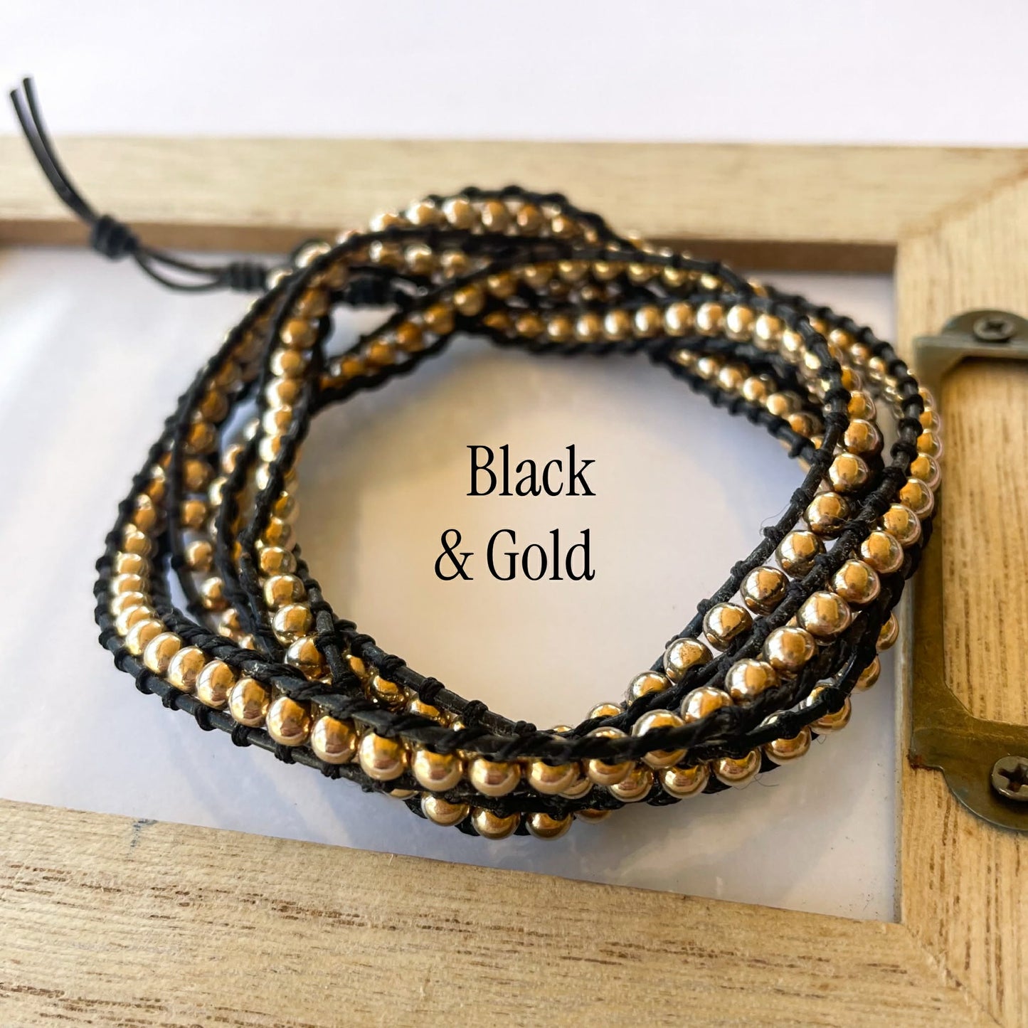 Leather Wrap w/ Sterling Silver 18k Plate Balls