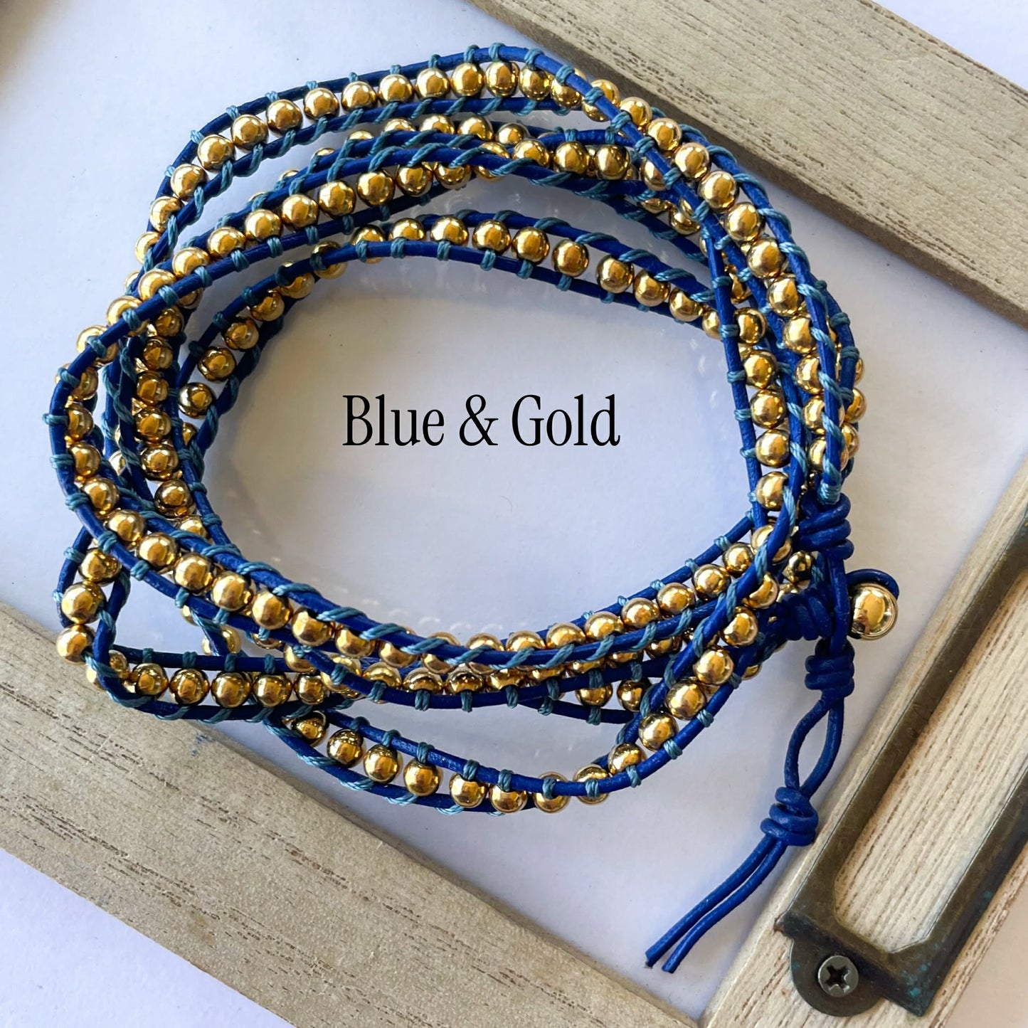 Leather Wrap w/ Sterling Silver 18k Plate Balls