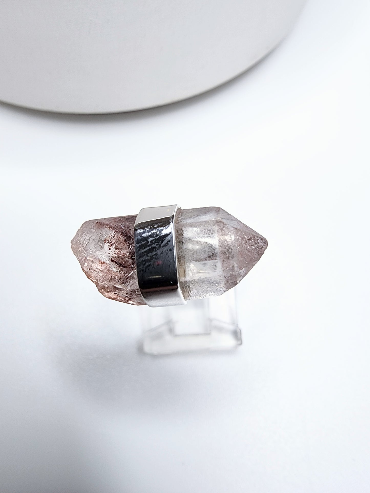 Red Phantom Quartz Ring - Solid Sterling Silver