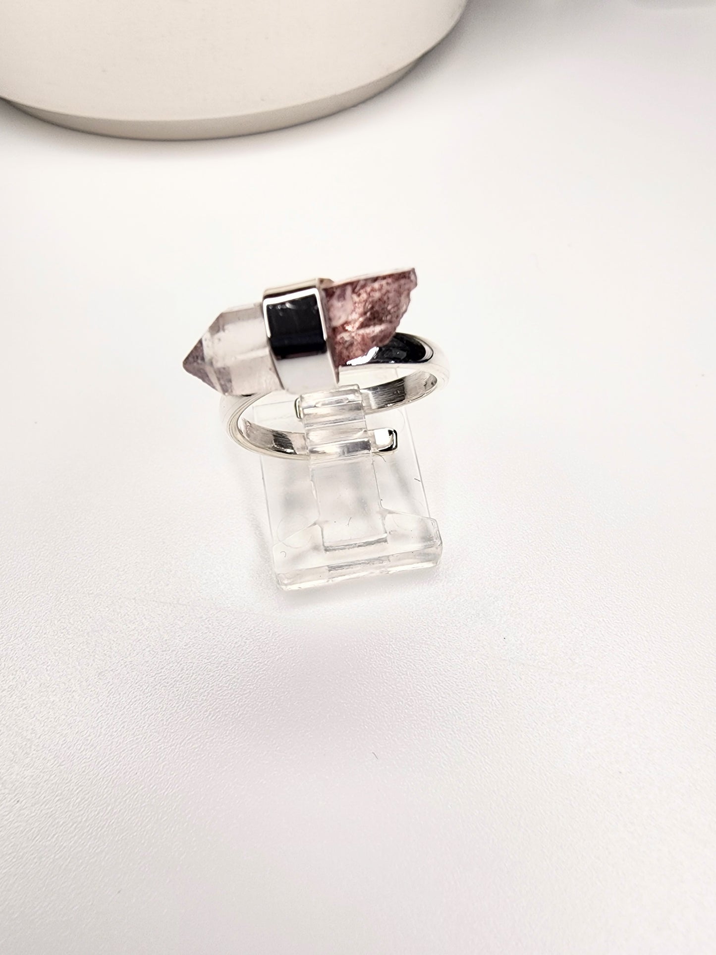 Red Phantom Quartz Ring - Solid Sterling Silver