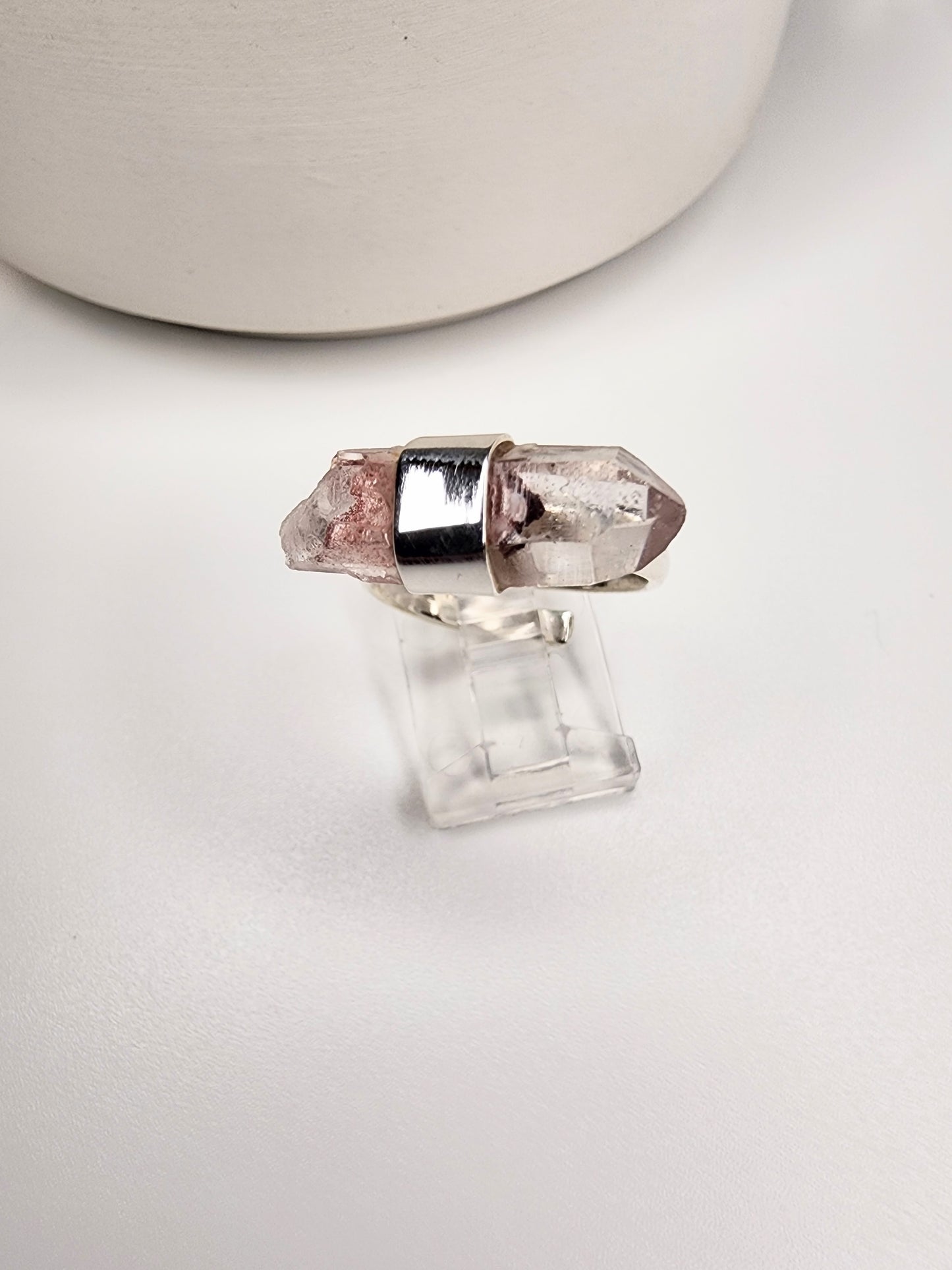 Red Phantom Quartz Ring - Solid Sterling Silver