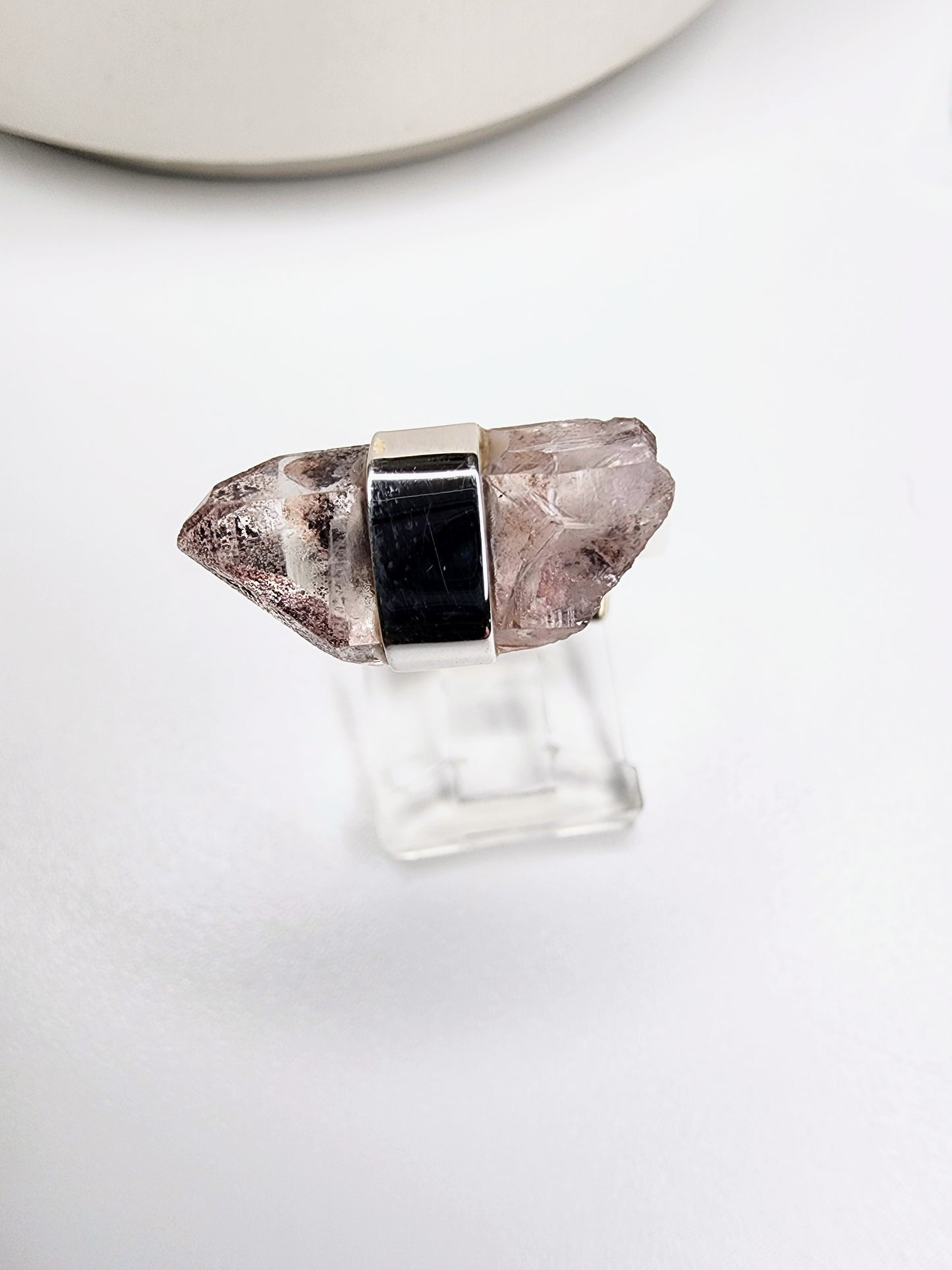 Red Phantom Quartz Ring - Solid Sterling Silver