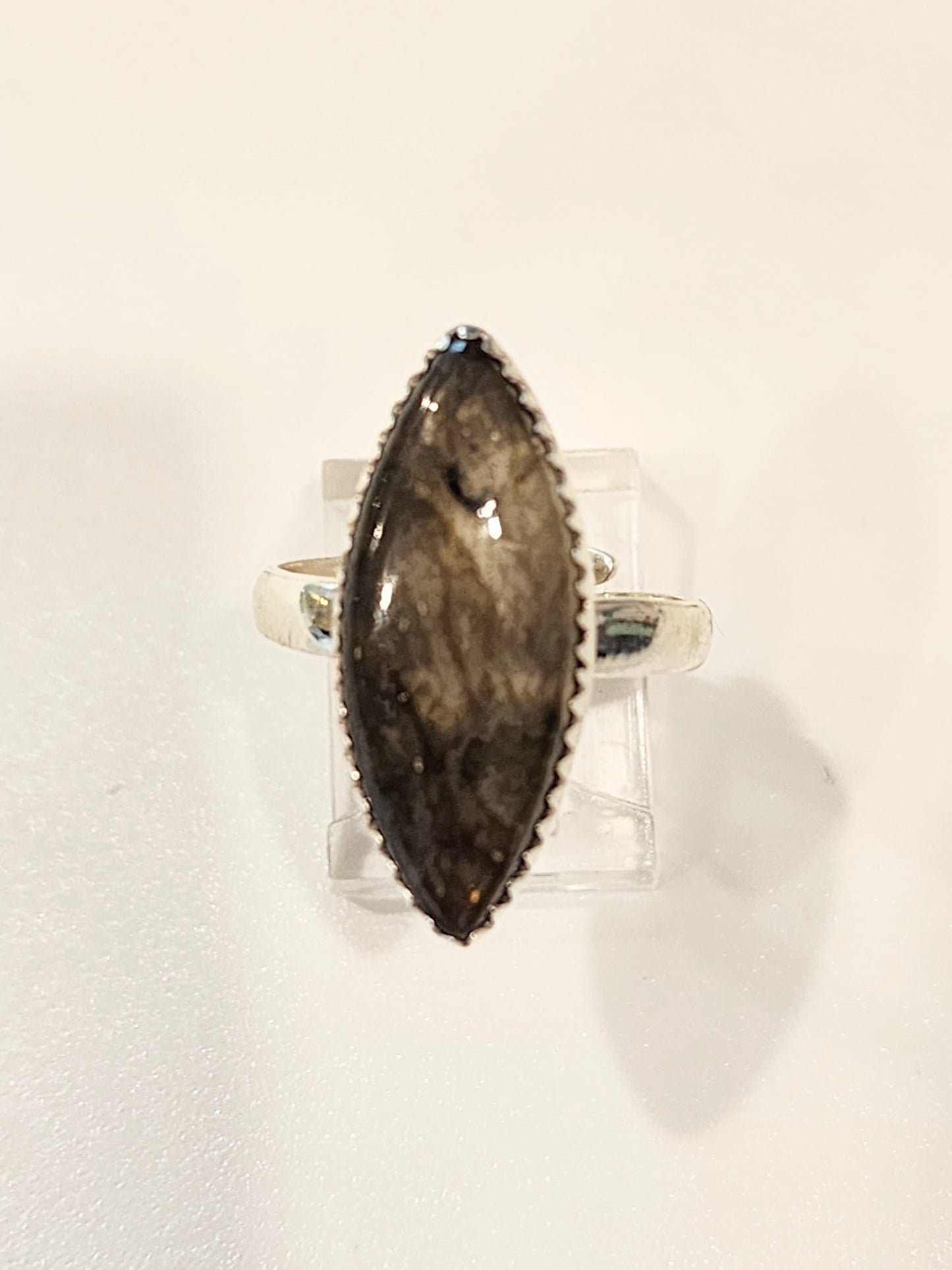 Purple Labradorite Adjustable Ring - Solid Sterling Silver