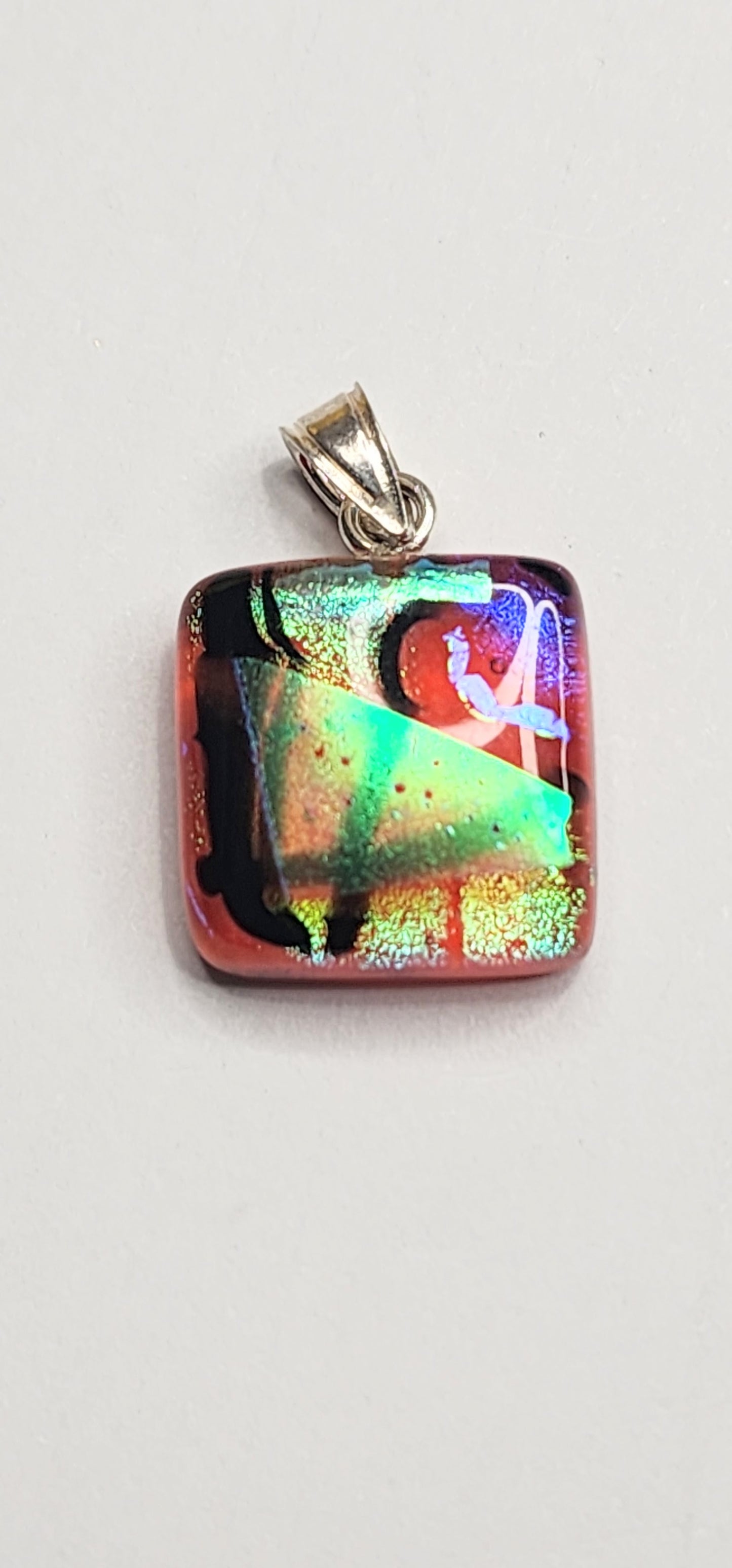 Dainty Glass Pendant - Solid Sterling Silver
