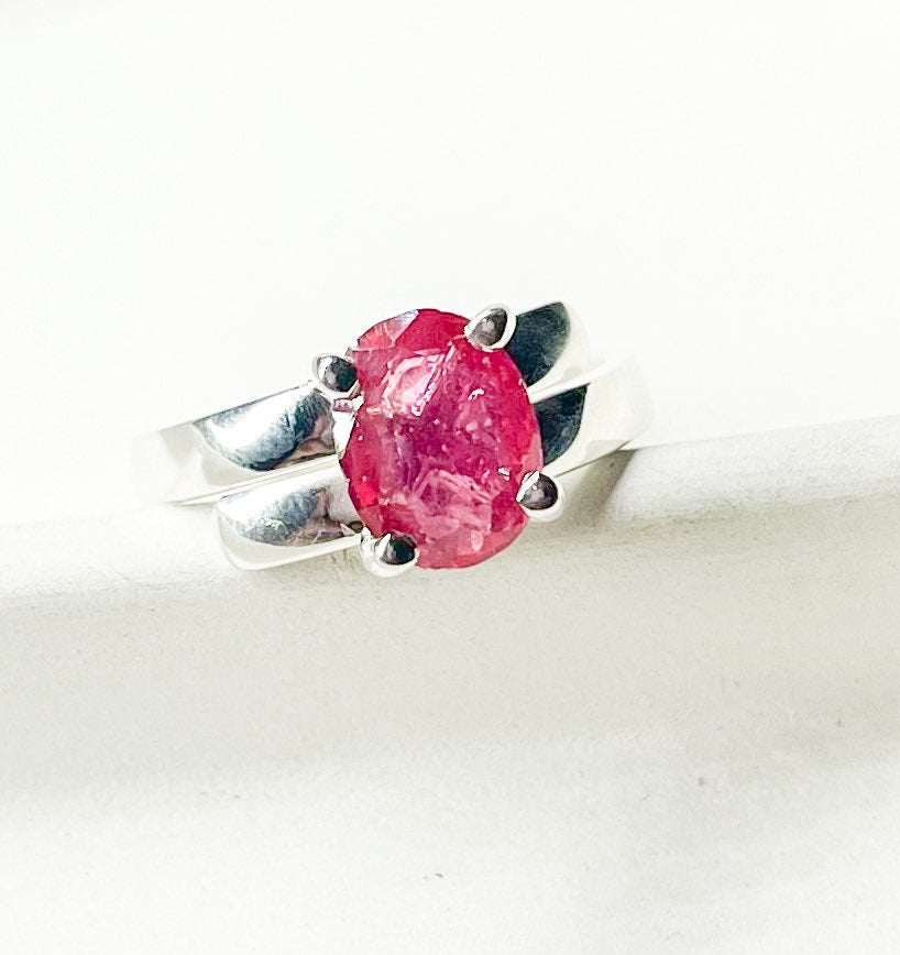 Load image into Gallery viewer, Baby Ruby Prong Set Ring-Solid Sterling Silver
