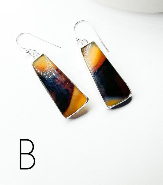 Montana Agate Dangles - Solid Sterling Silver