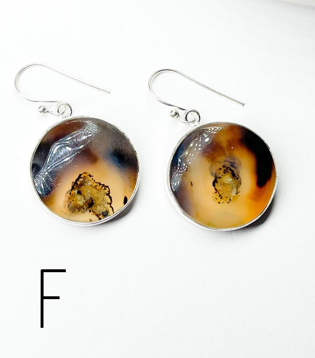 Montana Agate Dangles - Solid Sterling Silver