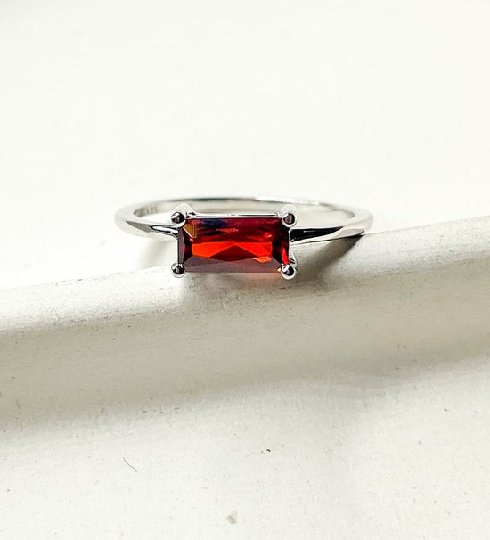Dainty Red Garnet CZ Sized Ring - SSS