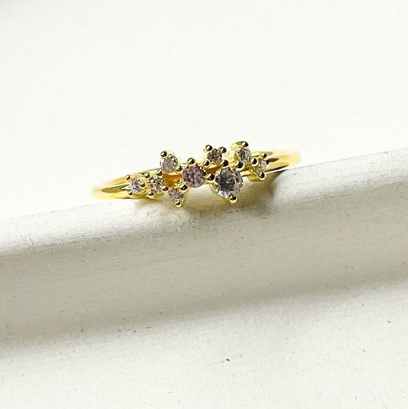 Load image into Gallery viewer, CZ Sprinkled Sized Ring - Vermeil
