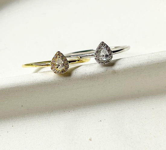Load image into Gallery viewer, Dainty CZ Tear Drop Sized Ring - SSS
