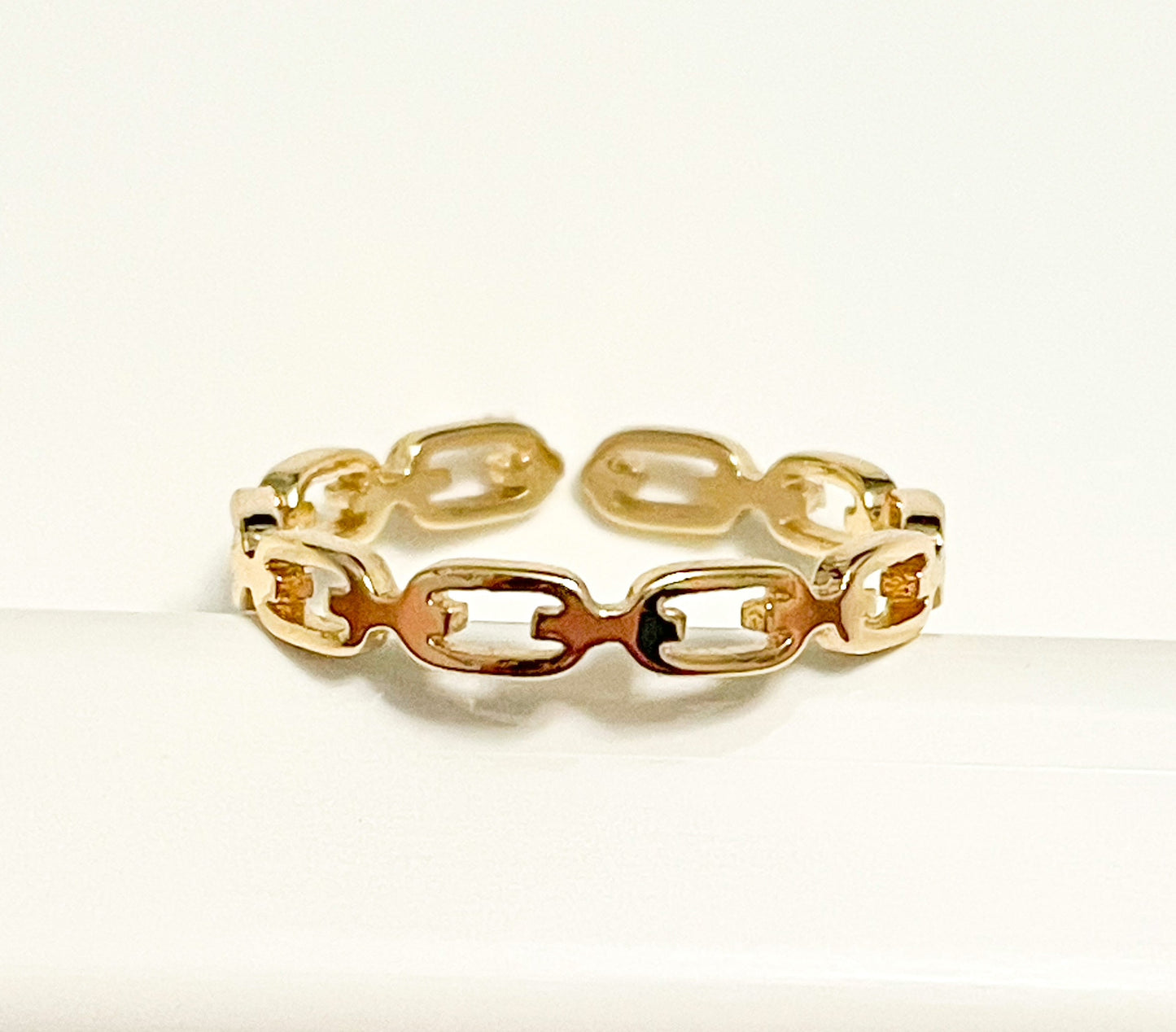 Chain Link Adjustable Ring - 18k gold Filled