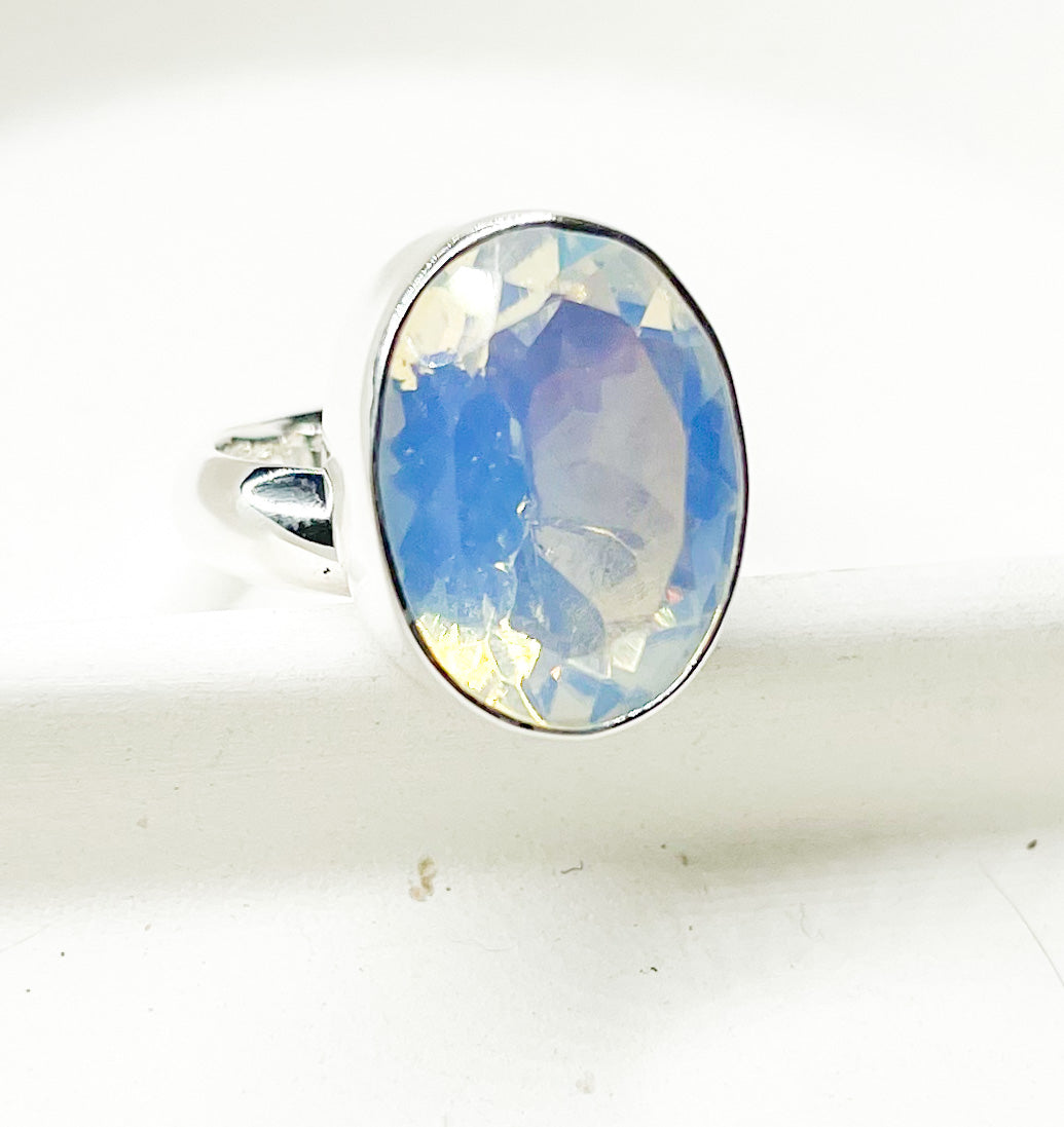 Oval Opalite Ring - Solid Sterling Silver