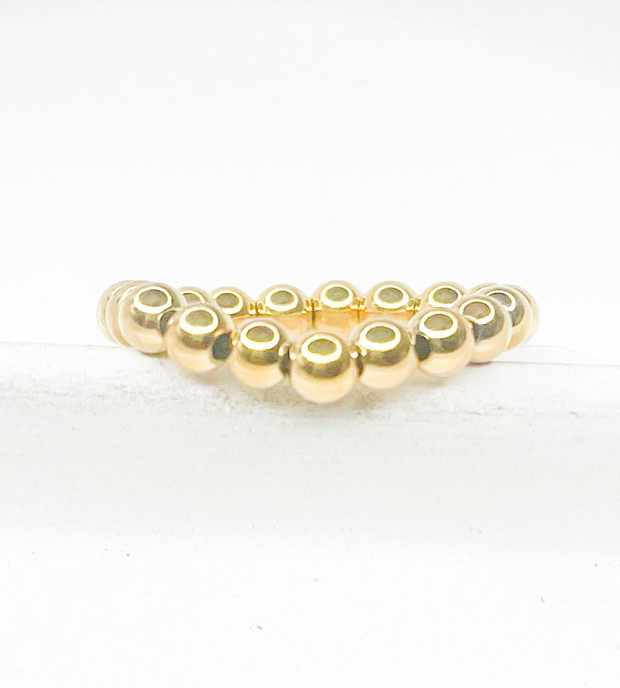 Load image into Gallery viewer, Gold Beaded Stretch Ring - Beaded Ring
