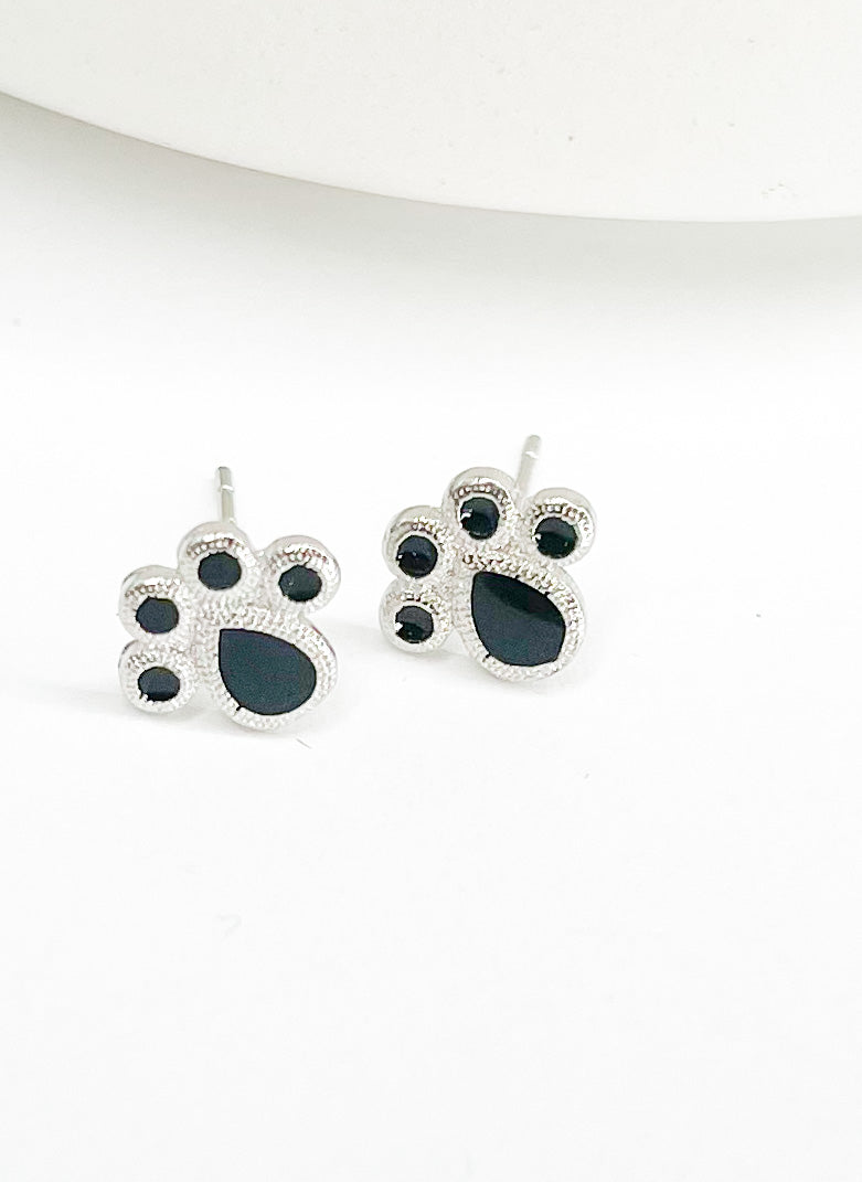 Black Paw Studs-Solid Sterling Silver