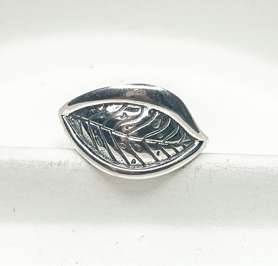 Thick Sided Leaf Adjustable Ring - Solid Sterling Silver