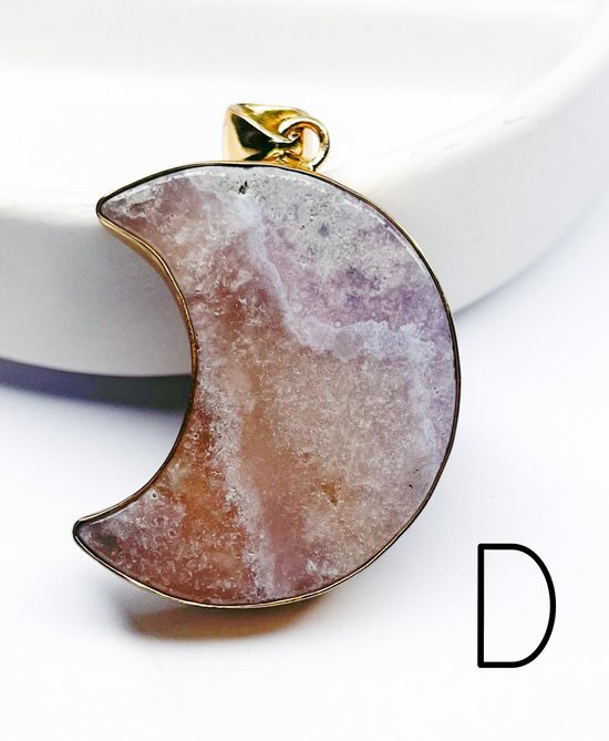 Load image into Gallery viewer, Pink Amethyst Moon Pendants - Alchemia
