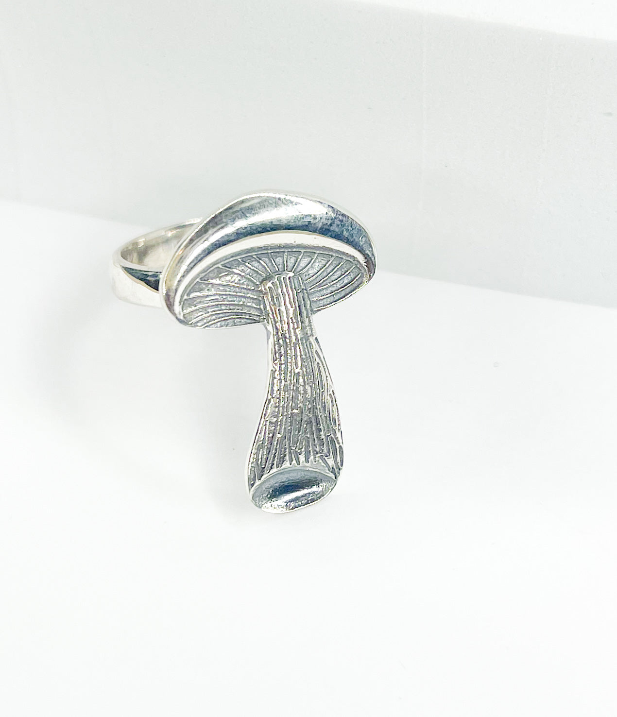 Mushroom Adjustable Ring - Solid Sterling Silver