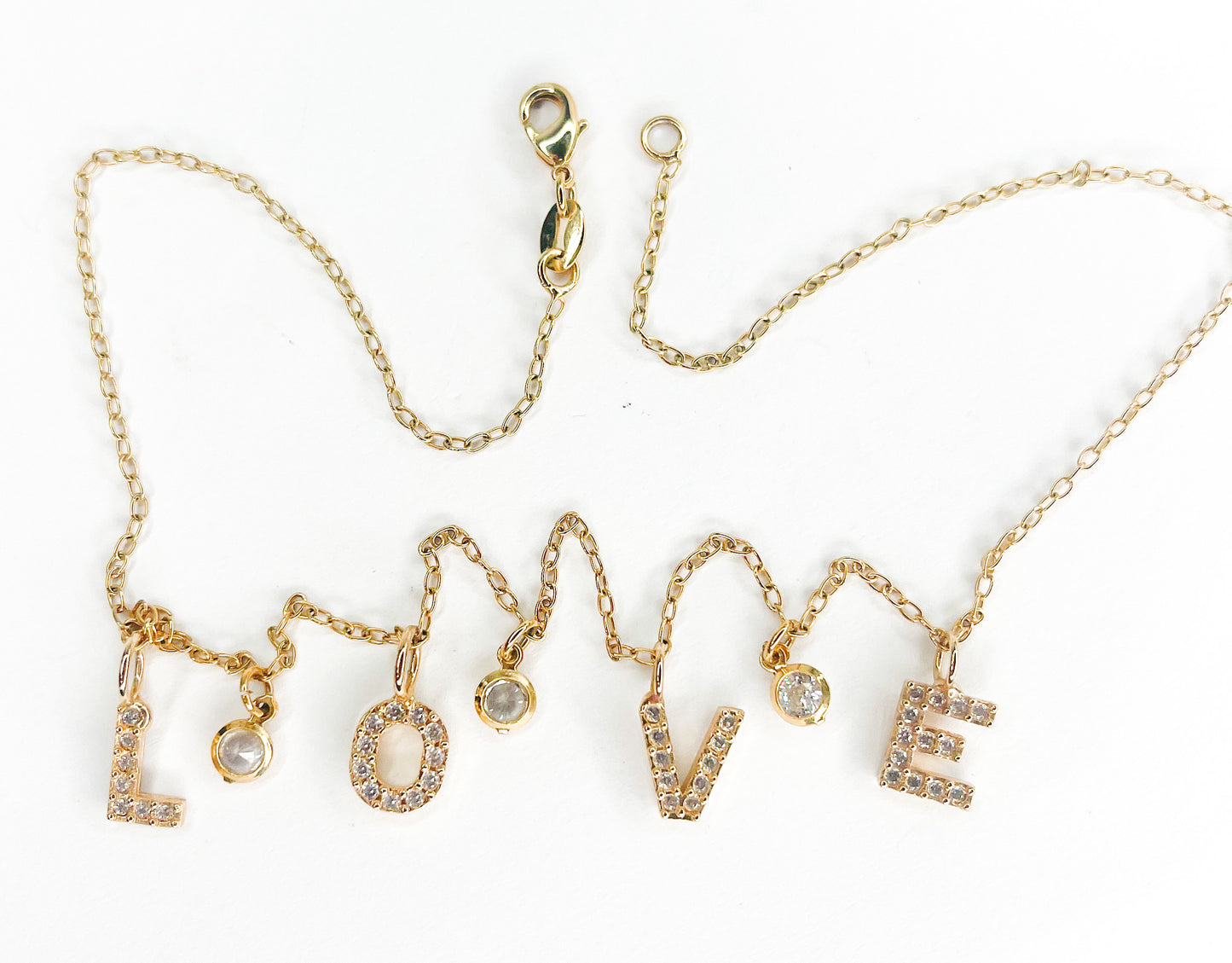 Love Charm 16 in Necklace w CZ-18k Gold Filled