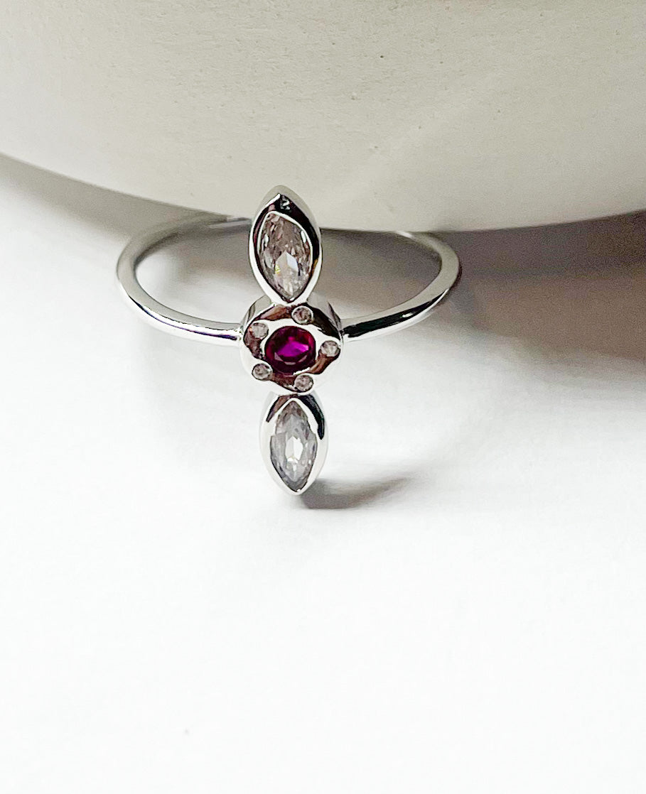 Load image into Gallery viewer, Pink And White CZ Crawler Sized Ring -SSS
