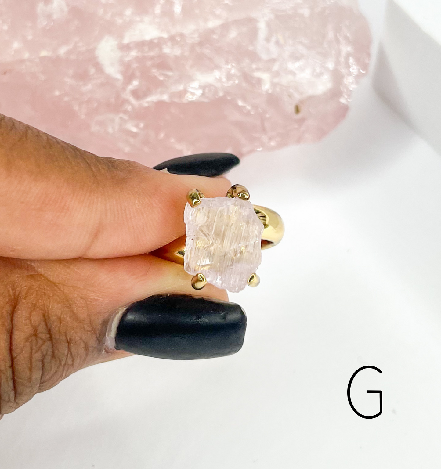 Raw Kunzite Prong Ring - Alchemia