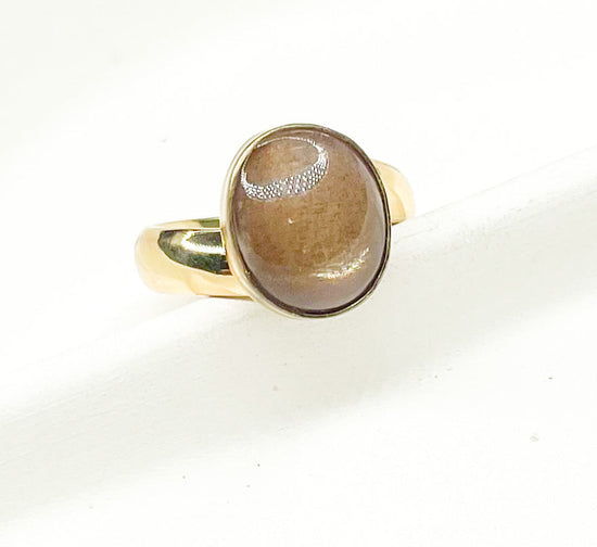 Load image into Gallery viewer, Dainty Brown Moonstone Ring-Alchemia

