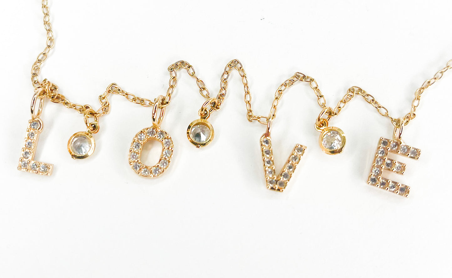 Love Charm 16 in Necklace w CZ-18k Gold Filled