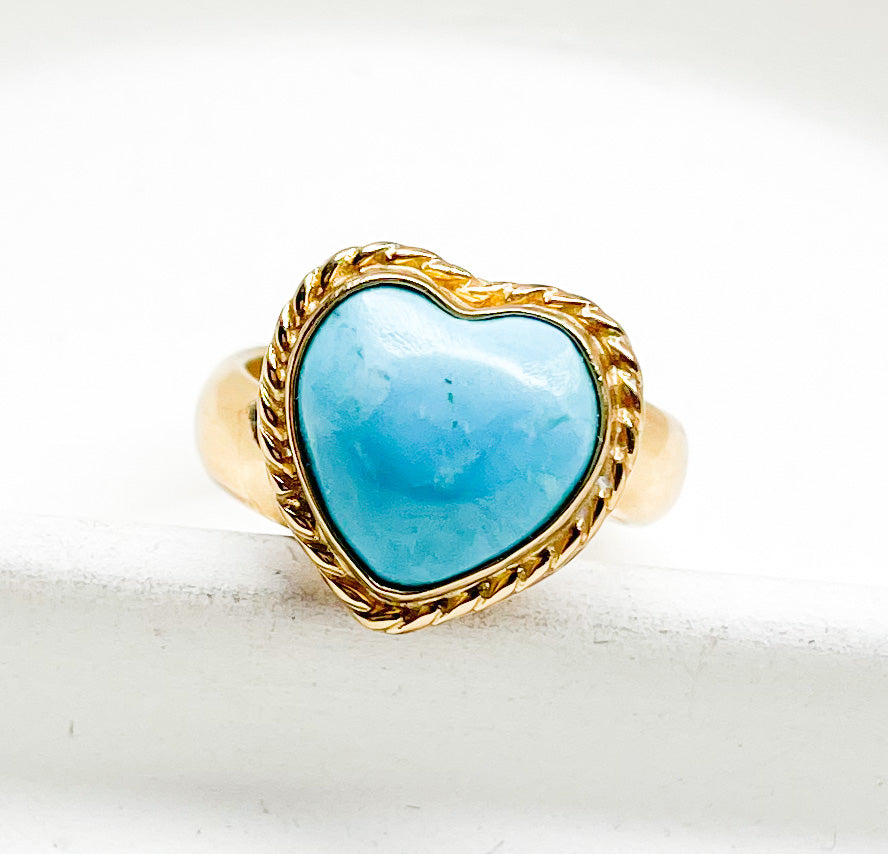 Turquoise Heart With Rope Ring - Alchemia
