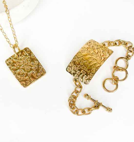 Load image into Gallery viewer, Floral Rectangle Pendant - Alchemia

