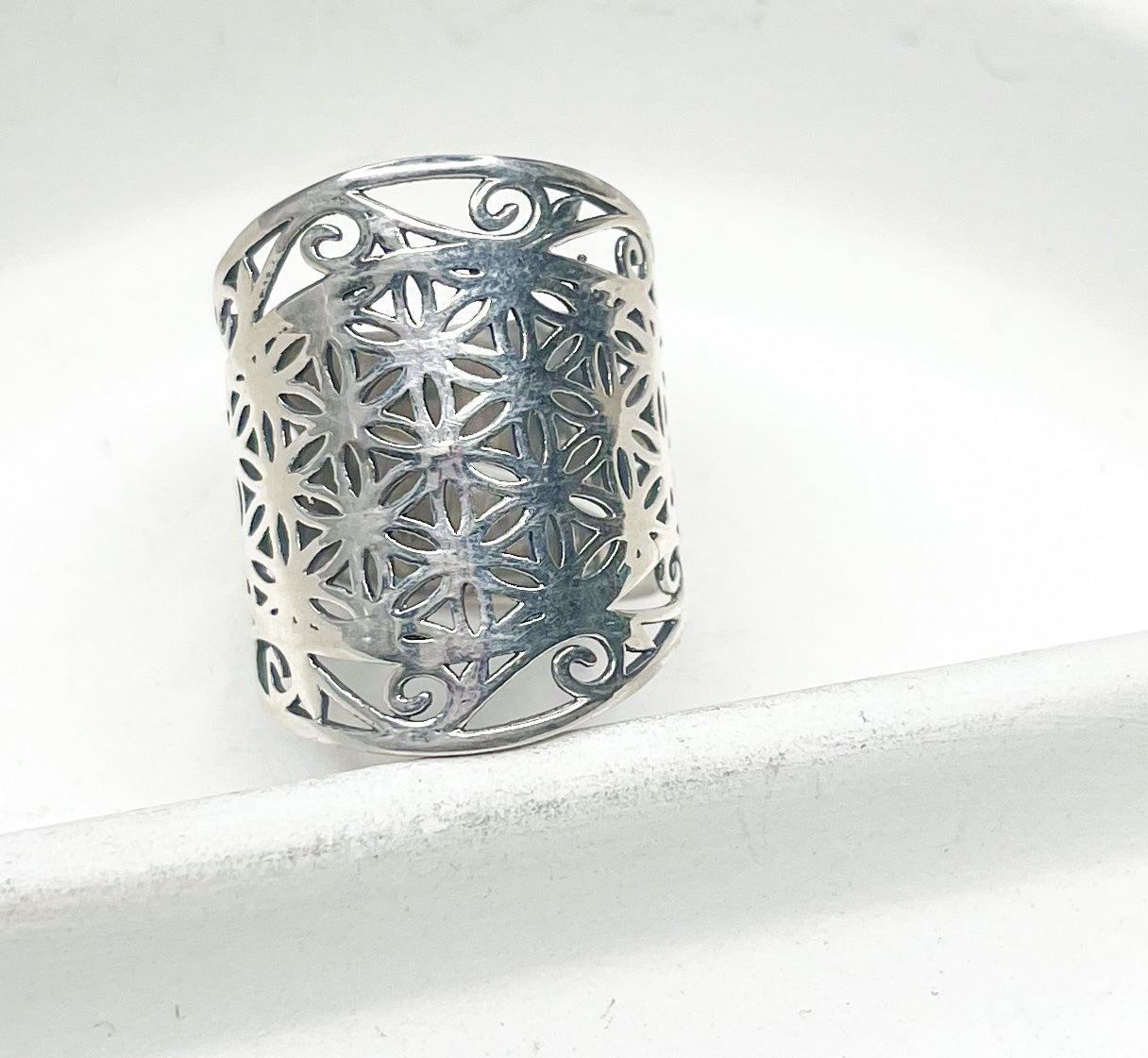 Filagree Adjustable Ring - Solid Sterling Silver