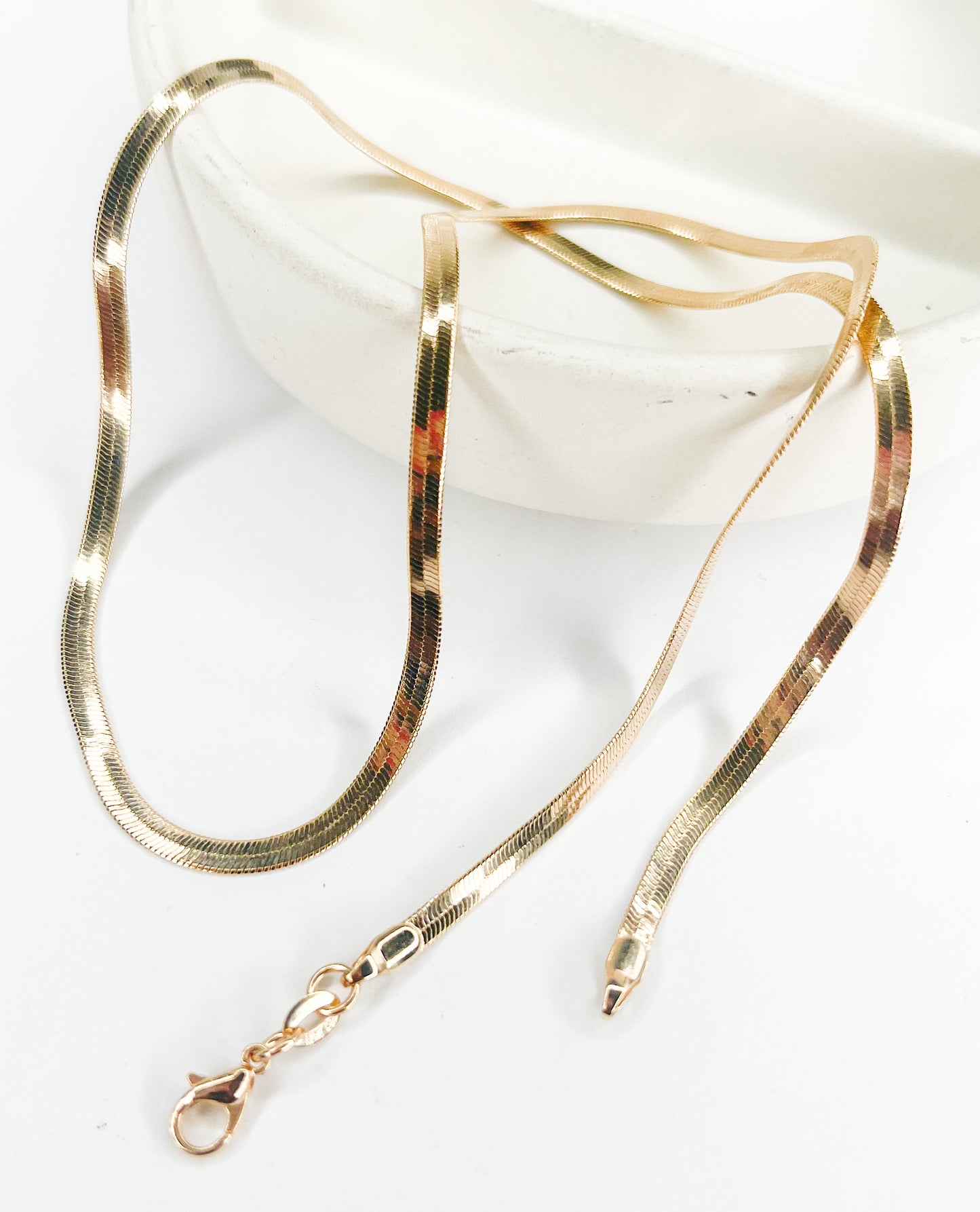 Thin Herringbone Necklace - 18k Gold Filled