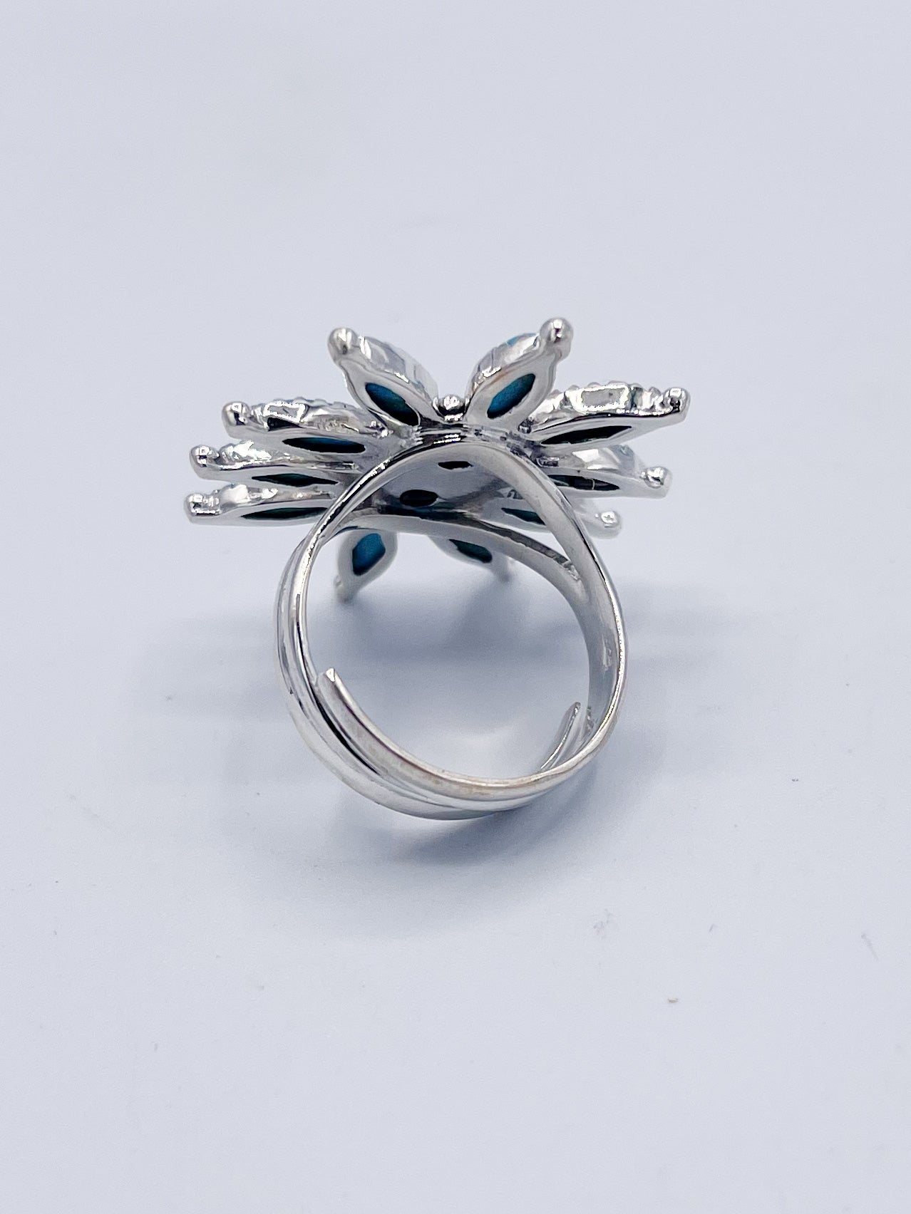Arizona Turquoise Flower Ring - Turquoise Center- Solid Sterling Silver