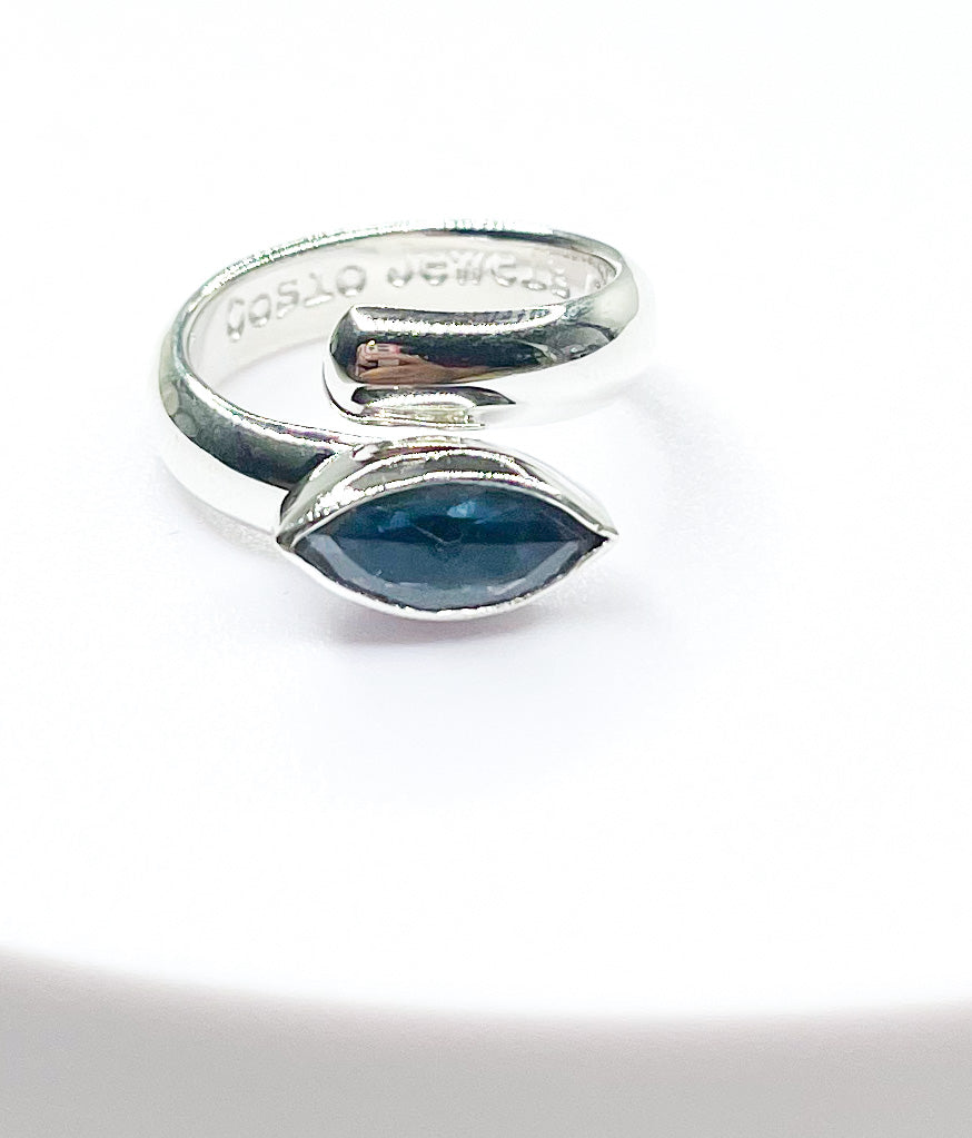 CZ Evil Eye Adjustable Ring - Solid Sterling Silver
