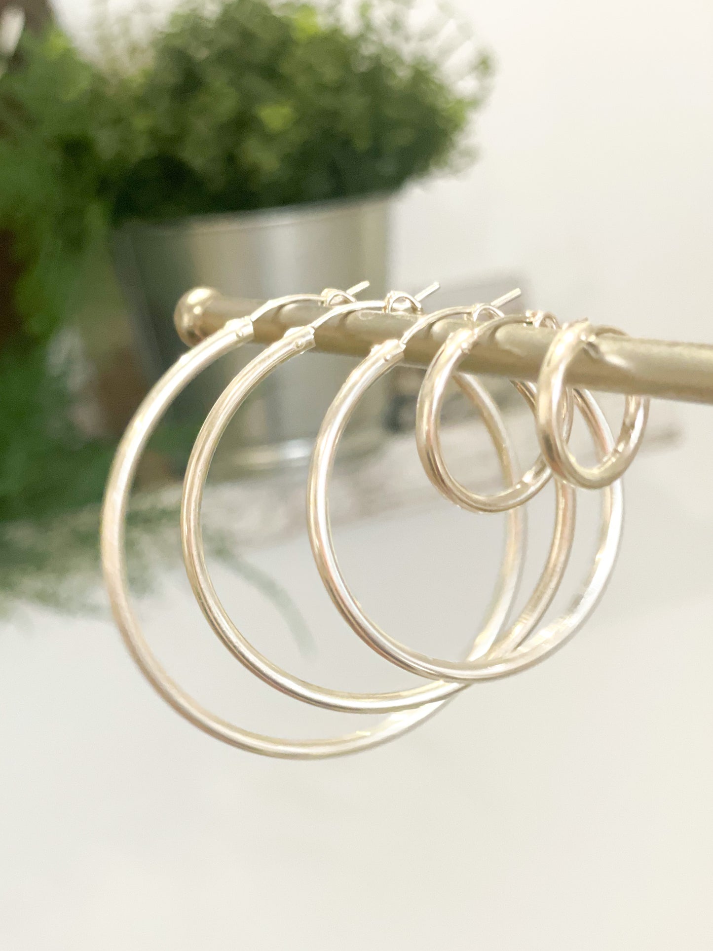Hollow Tube Hoops - Solid Sterling Silver