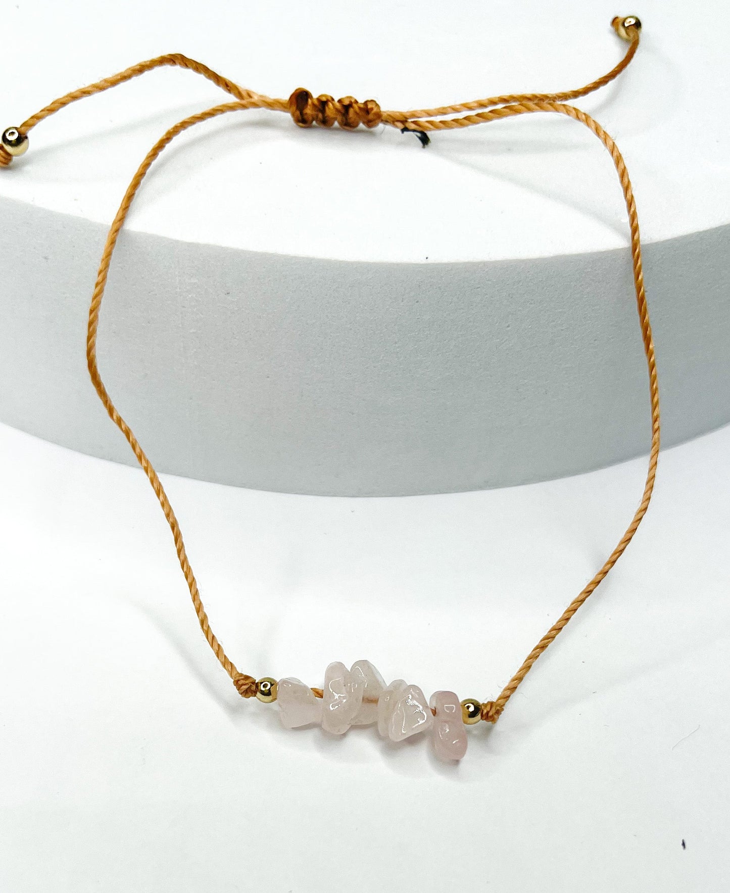 Rose quartz Bolo Bracelet-Natural Bolo
