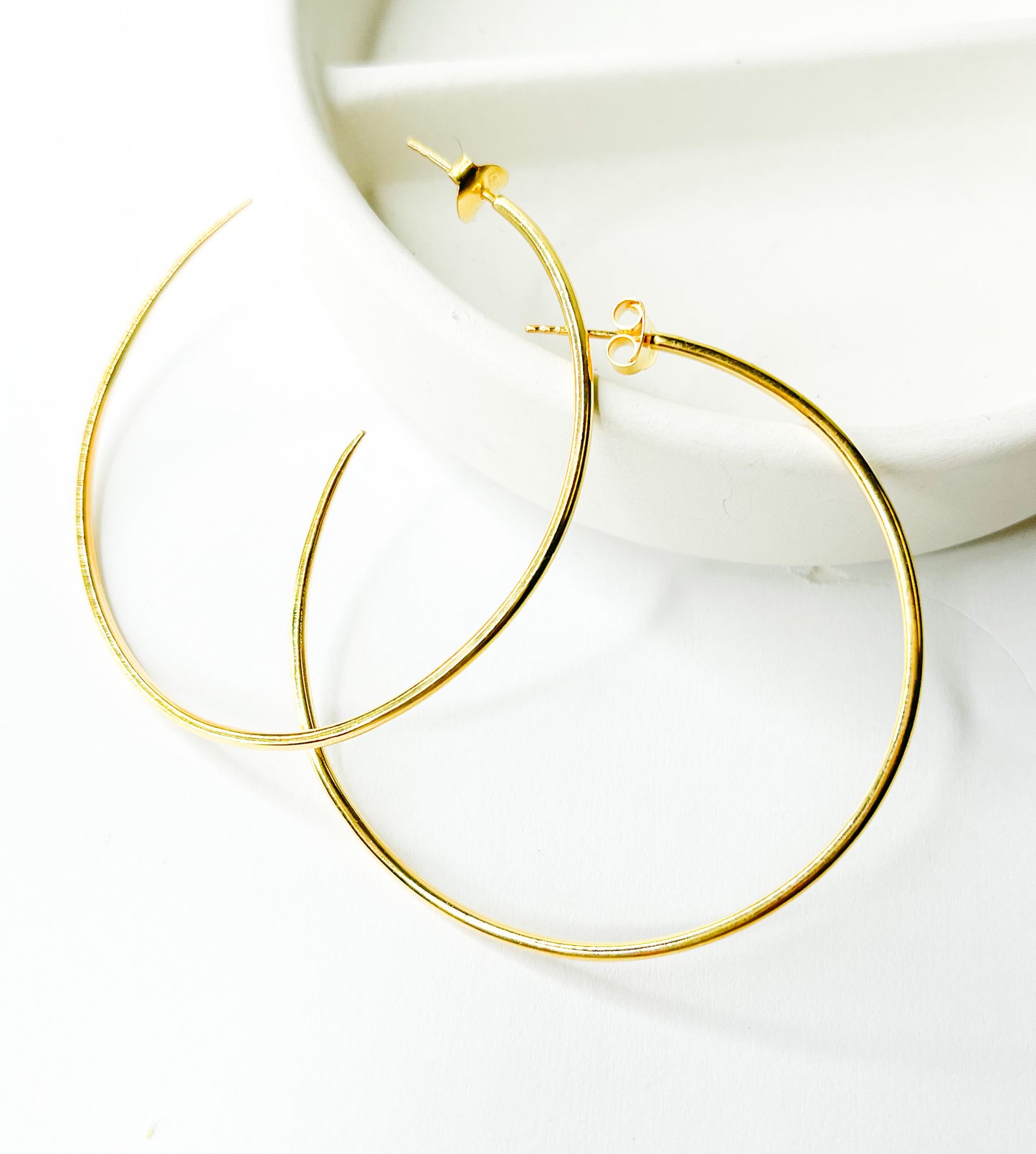 Circle Post Hoops - SSS w 18K Gold plate