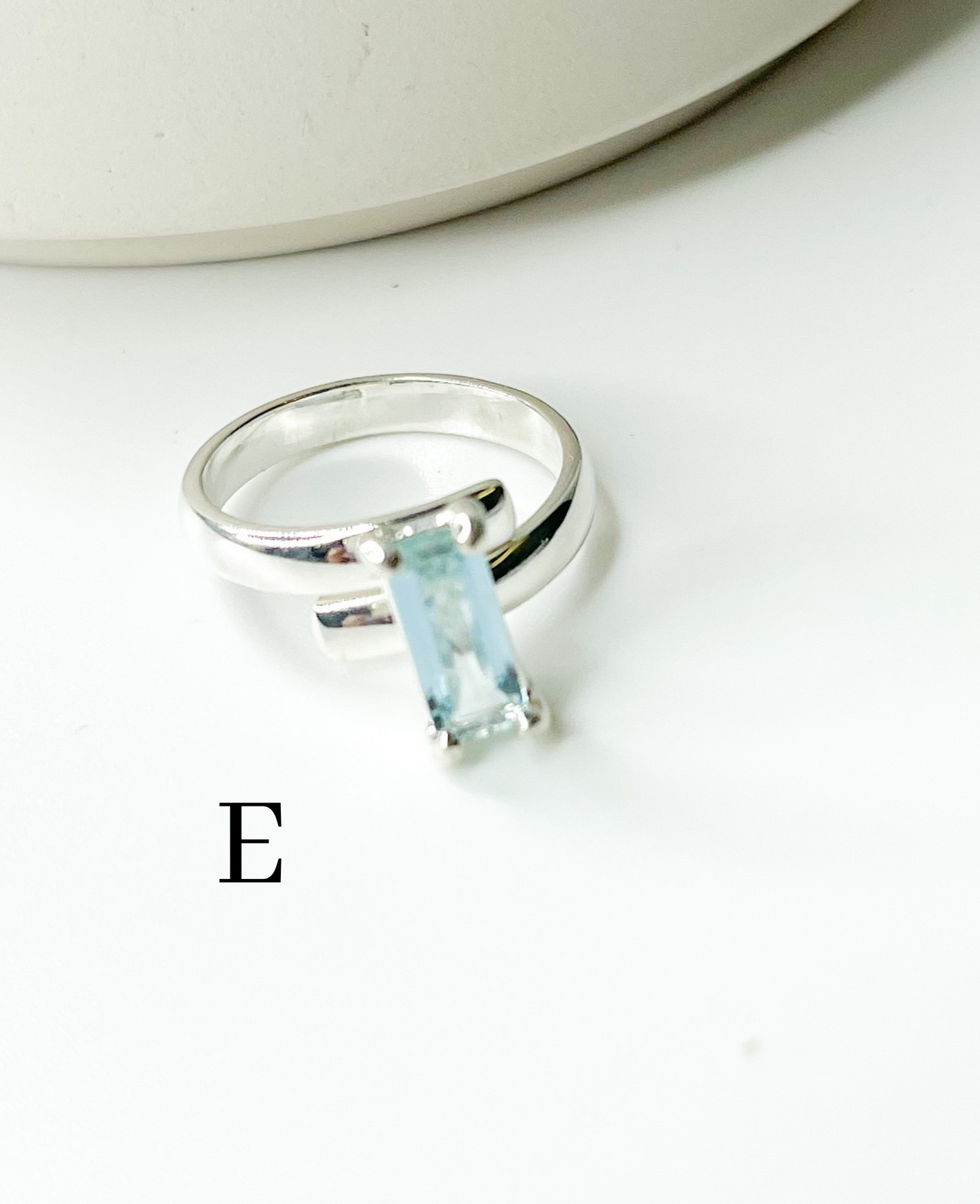 Certified Blue Aquamarine Prong Ring-Solid Sterling Silver