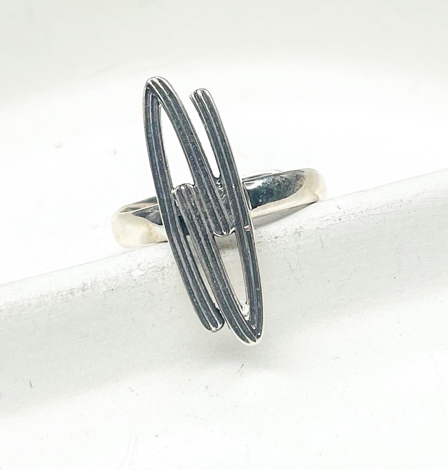 Scribble Scrabble Adjustable Ring - Solid Sterling Silver