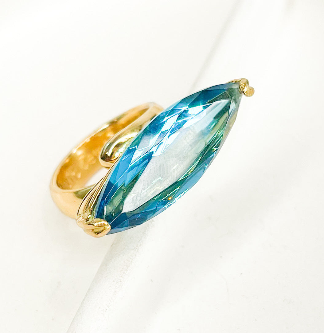 Blue Nano Glass Side Set Ring - Alchemia