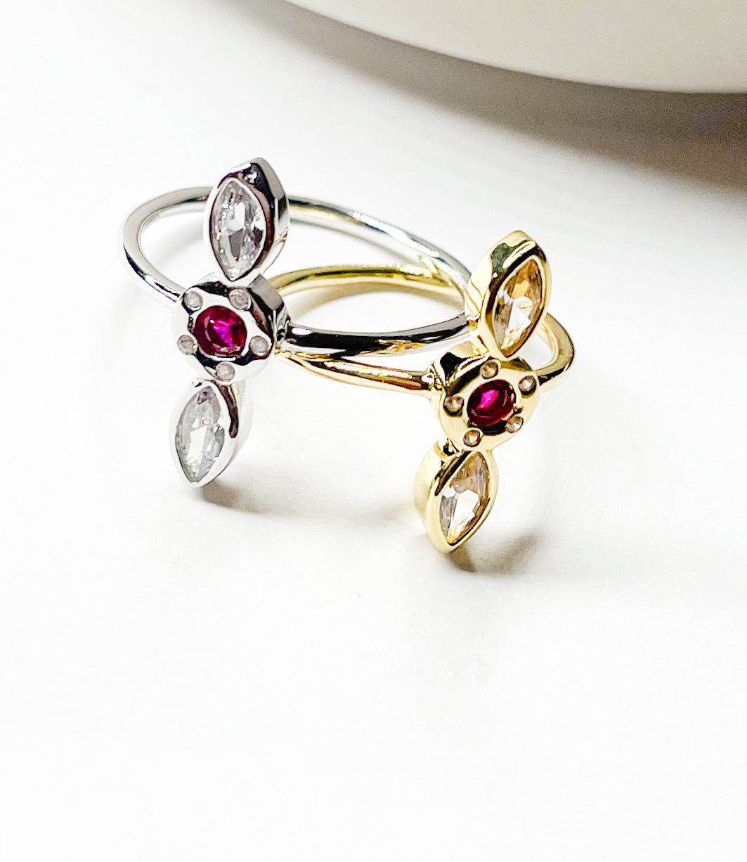 Load image into Gallery viewer, Pink And White CZ Crawler Sized Ring -SSS

