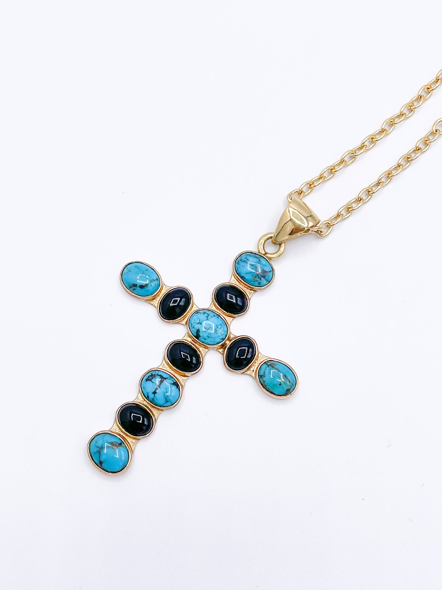 Turquoise & Black Onyx Cross - Alchemia
