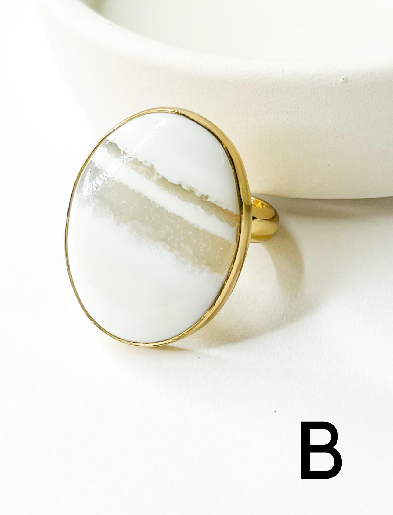 Double Stripe Chalcedony Ring - Alchemia