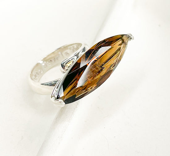 Load image into Gallery viewer, Smokey Quartz  Prong Ring - Solid Sterling Silver
