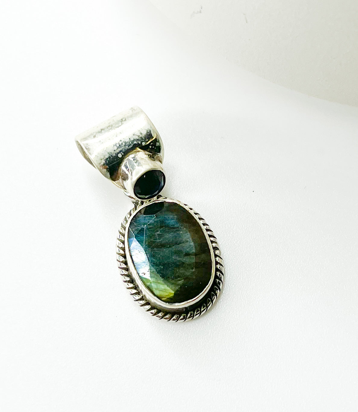 Faceted Labradorite Pendant-Solid Sterling silver