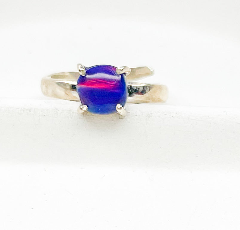 Purple Galaxy Opal Adjustable Ring-Solid Sterling Silver